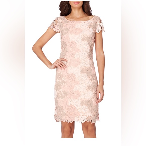 TAHARI ASL CAP SLEEVE LACE SHEATH DRESS SIZE 2 - Picture 1 of 10